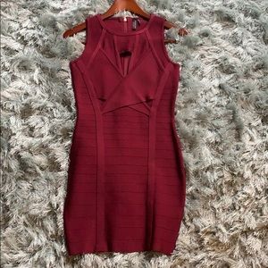 Marciano Burgundy Bandage Dress - Size S